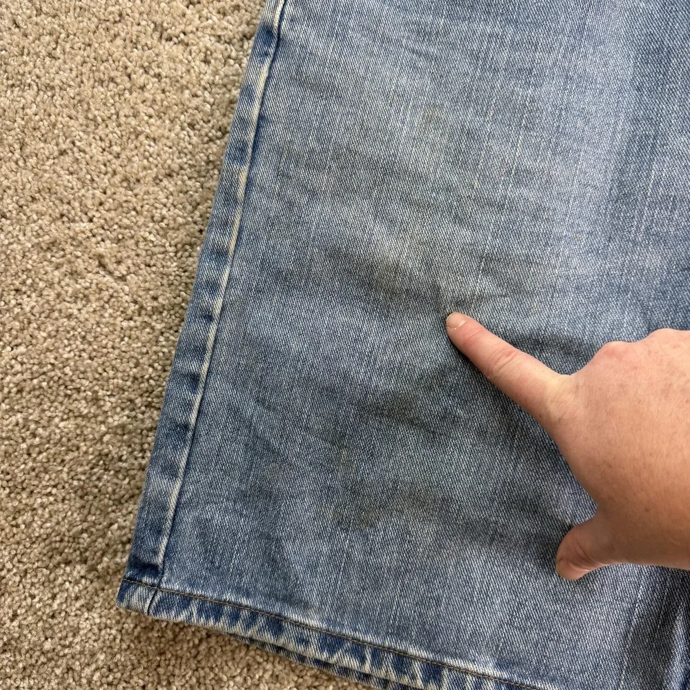 Baggy Lee Denim Shorts Mens 38 Blue Relaxed Fit Jorts 5 Pocket Light Wash Casual